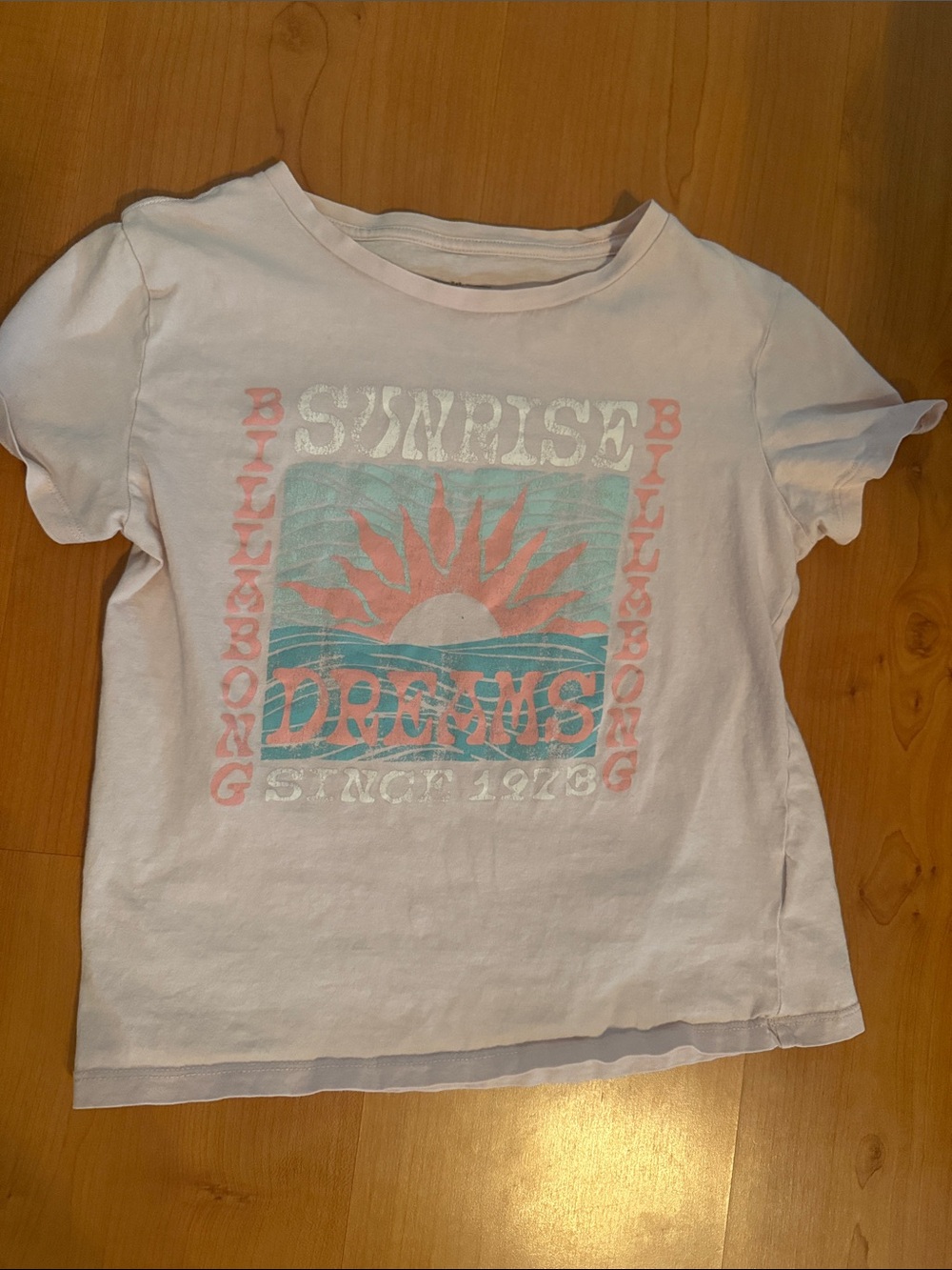Billabong White Tee with Pastel Sunrise Graphic